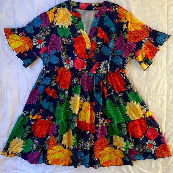 !! SOLD !! and multi-coloured floral dress with vintage floral print & - Picture 2 of 4
